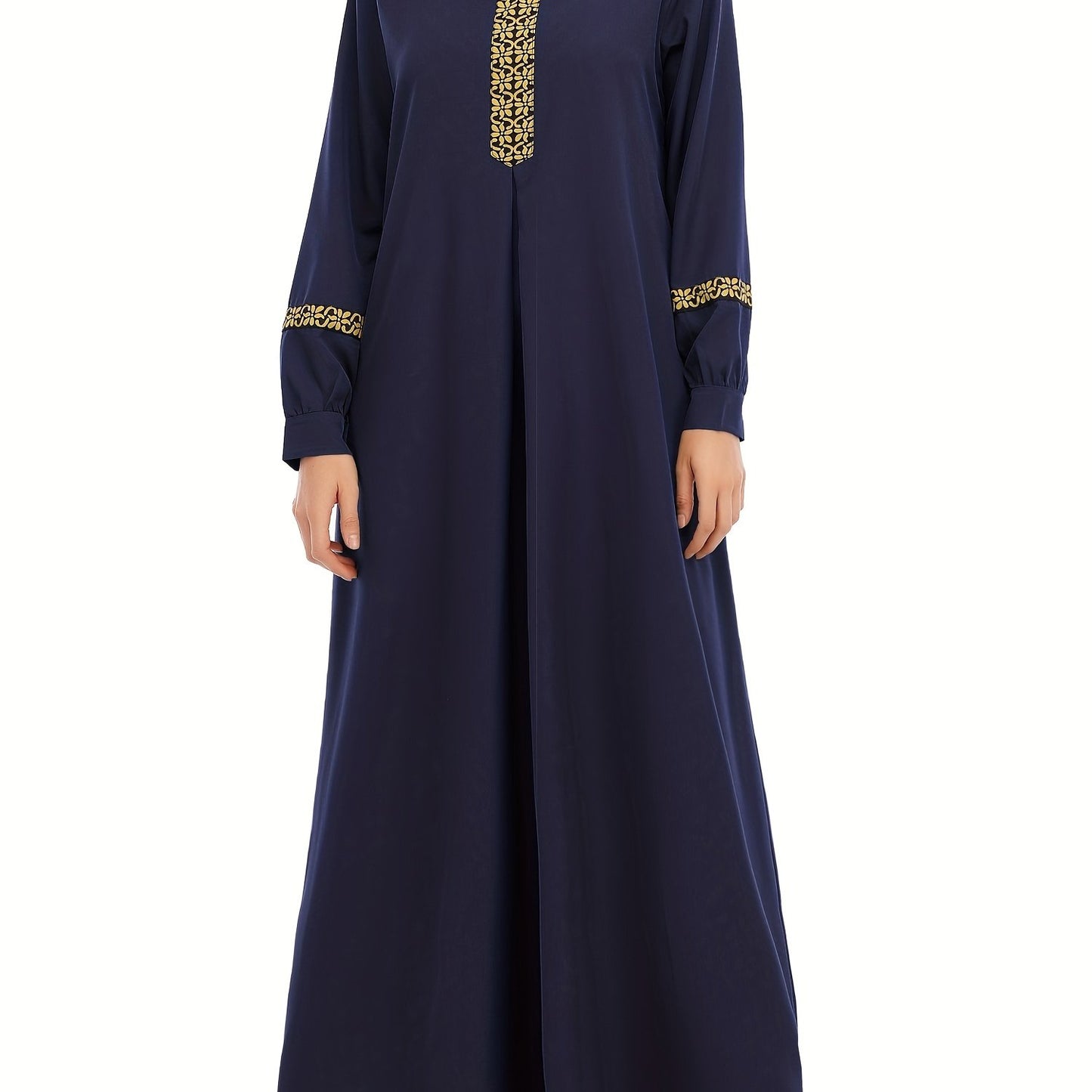 Abaya för muslimska kvinnor, med eleganta kanter.