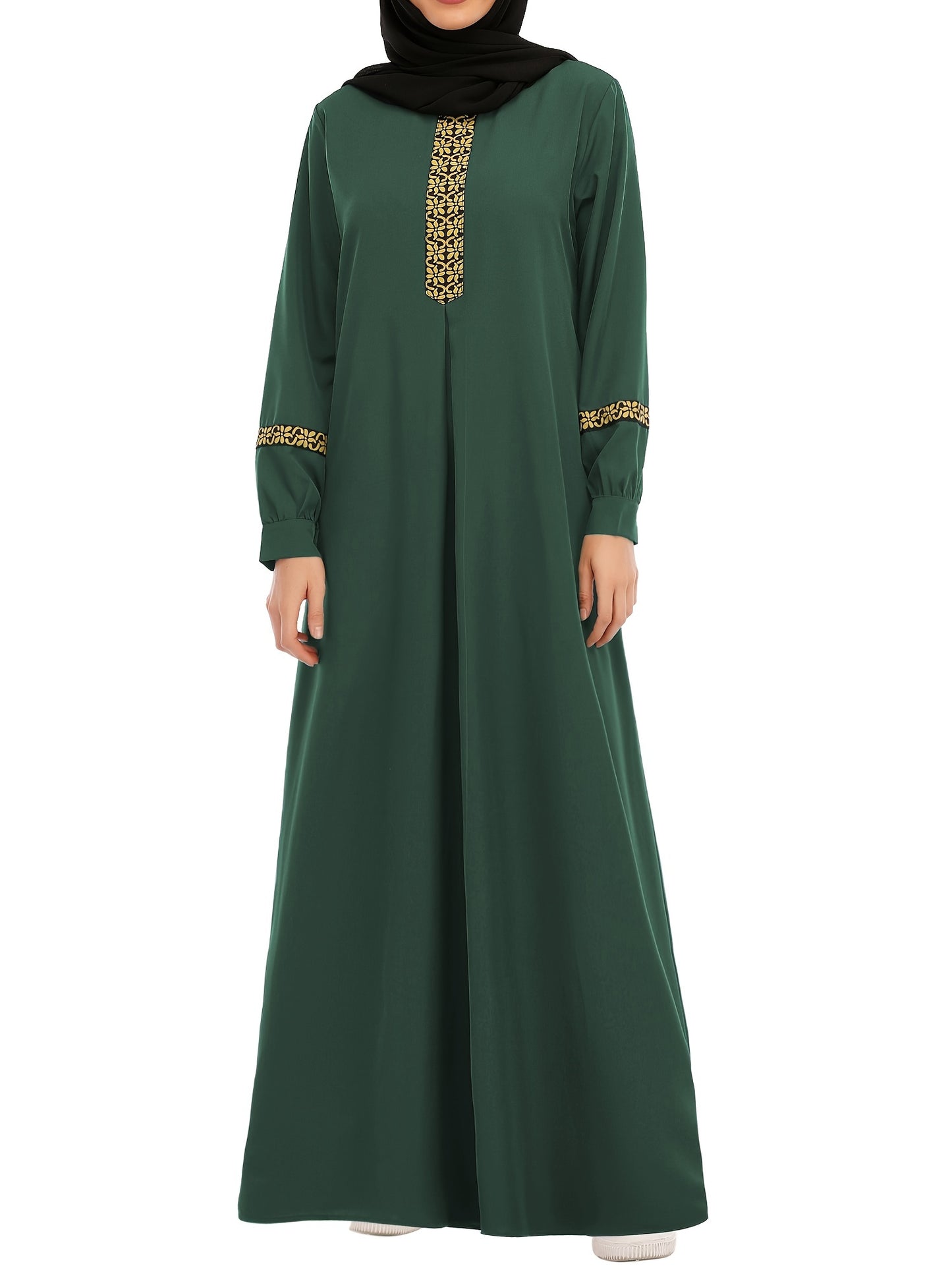 Abaya för muslimska kvinnor, med eleganta kanter.