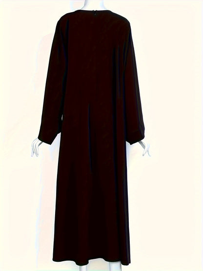 Elegant långärmad Abaya, enfärgad, icke-stretch,  , vår/sommar/höst.